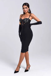 Embroidered Semi-Sheer Suspender Dress